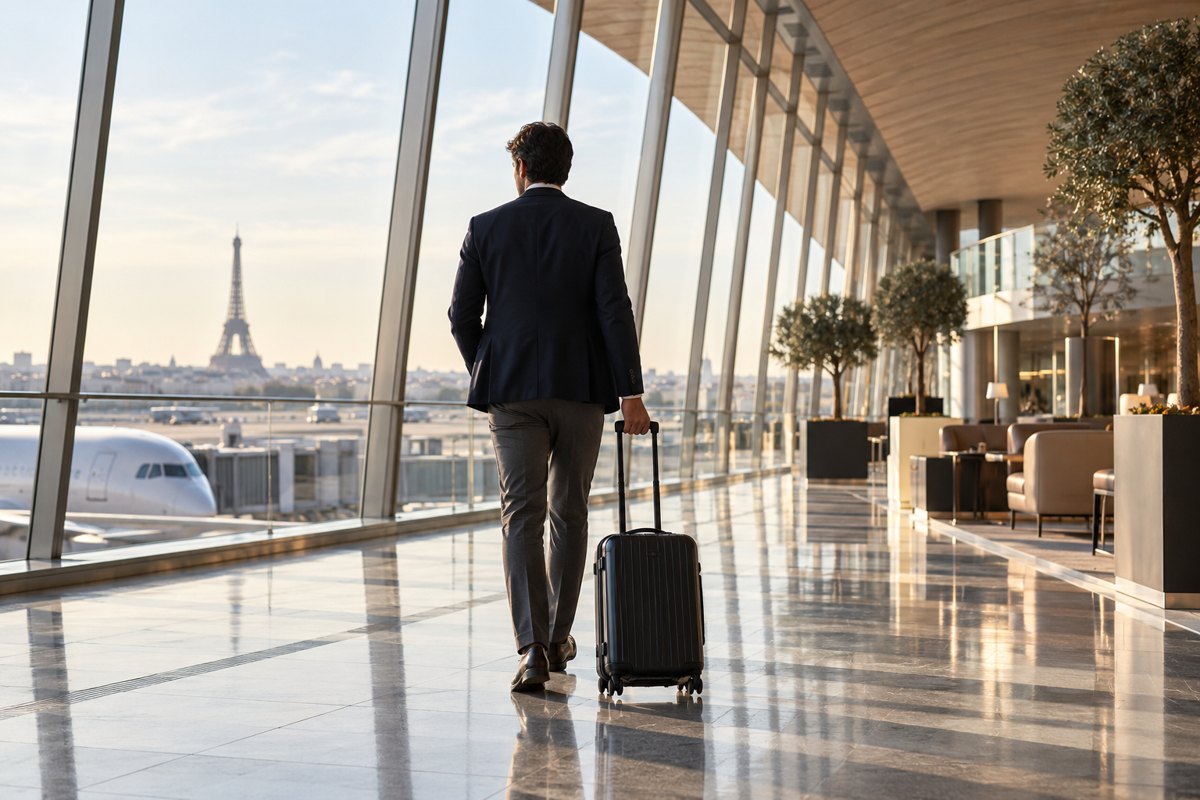 Voyageur dans un terminal d’aéroport